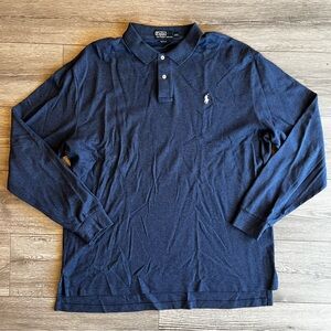 Vintage Polo by Ralph Lauren Long Sleeve Polo Shirt Lightweight Cotton Blue XXL